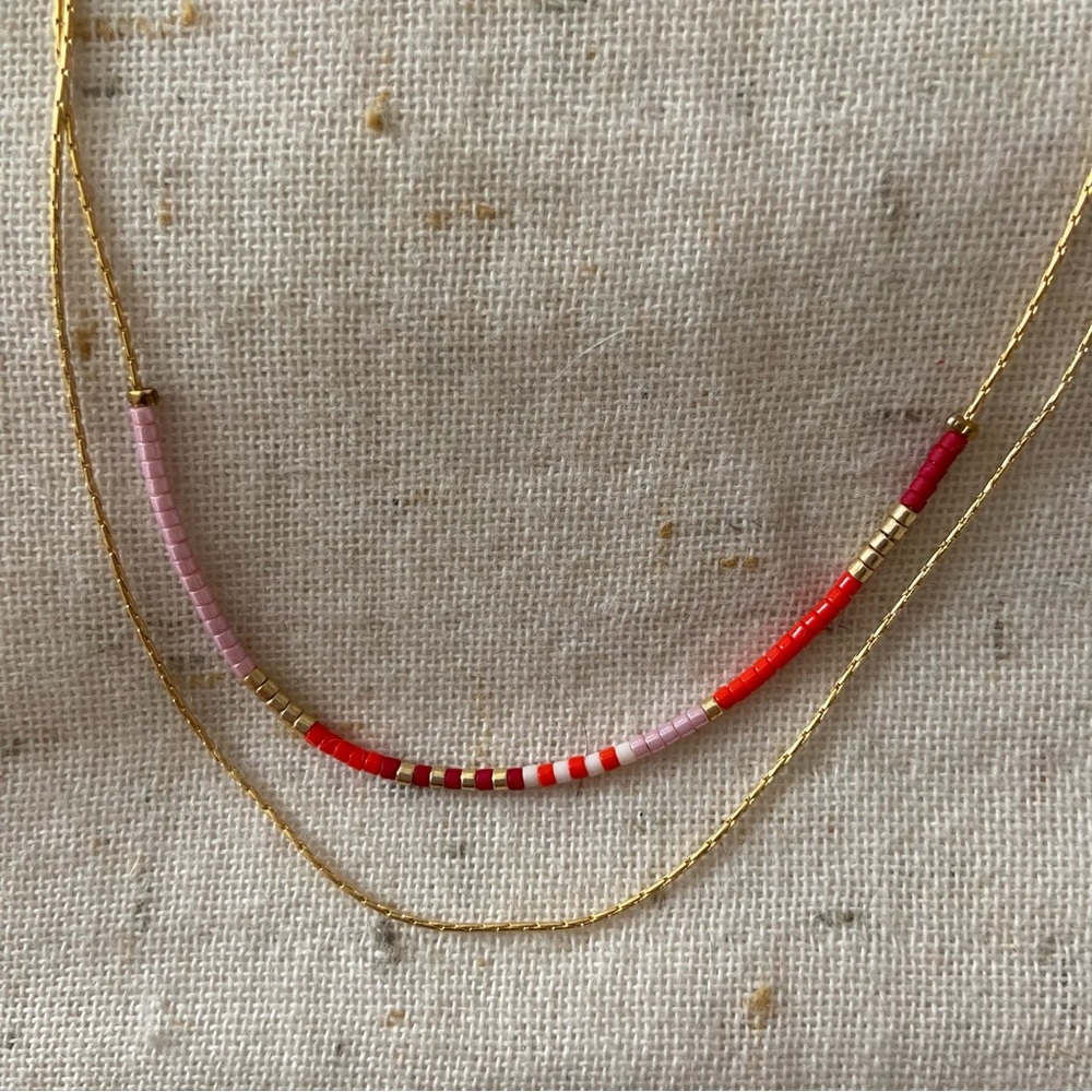 NWT Gold layered beaded necklace